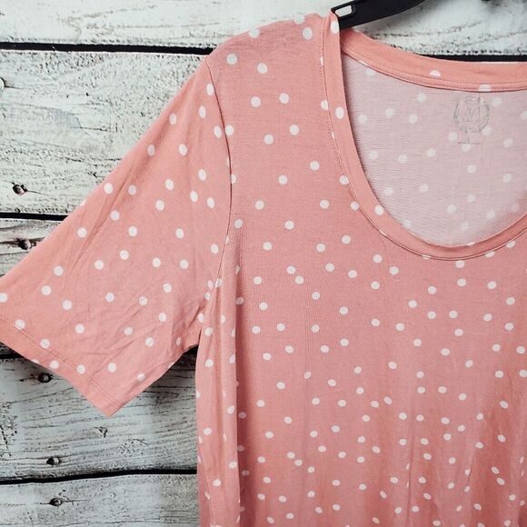 Maurices 24/7 Originals Peach Polka Dot Short Sleeve Top - Soft Rayon Blend, Siz - Picture 3 of 7